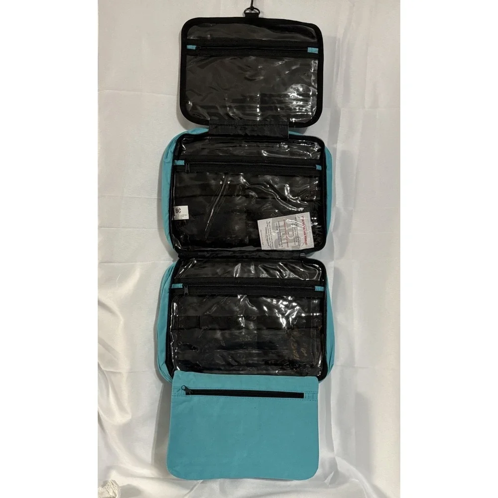B&C Large Travel Hanging Organizer Bag Turquoise Cosmetic Multi-pocket Bag